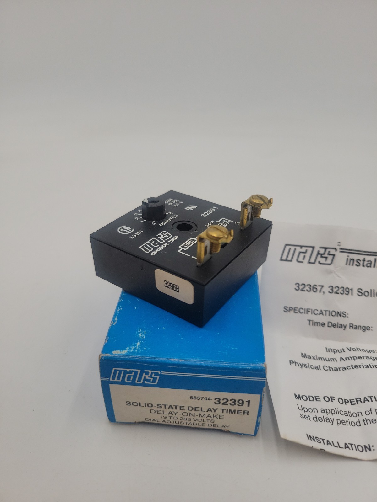 Mars 32391 Solid State Time Delays Universal Timer 6 sec to 8 min NOS