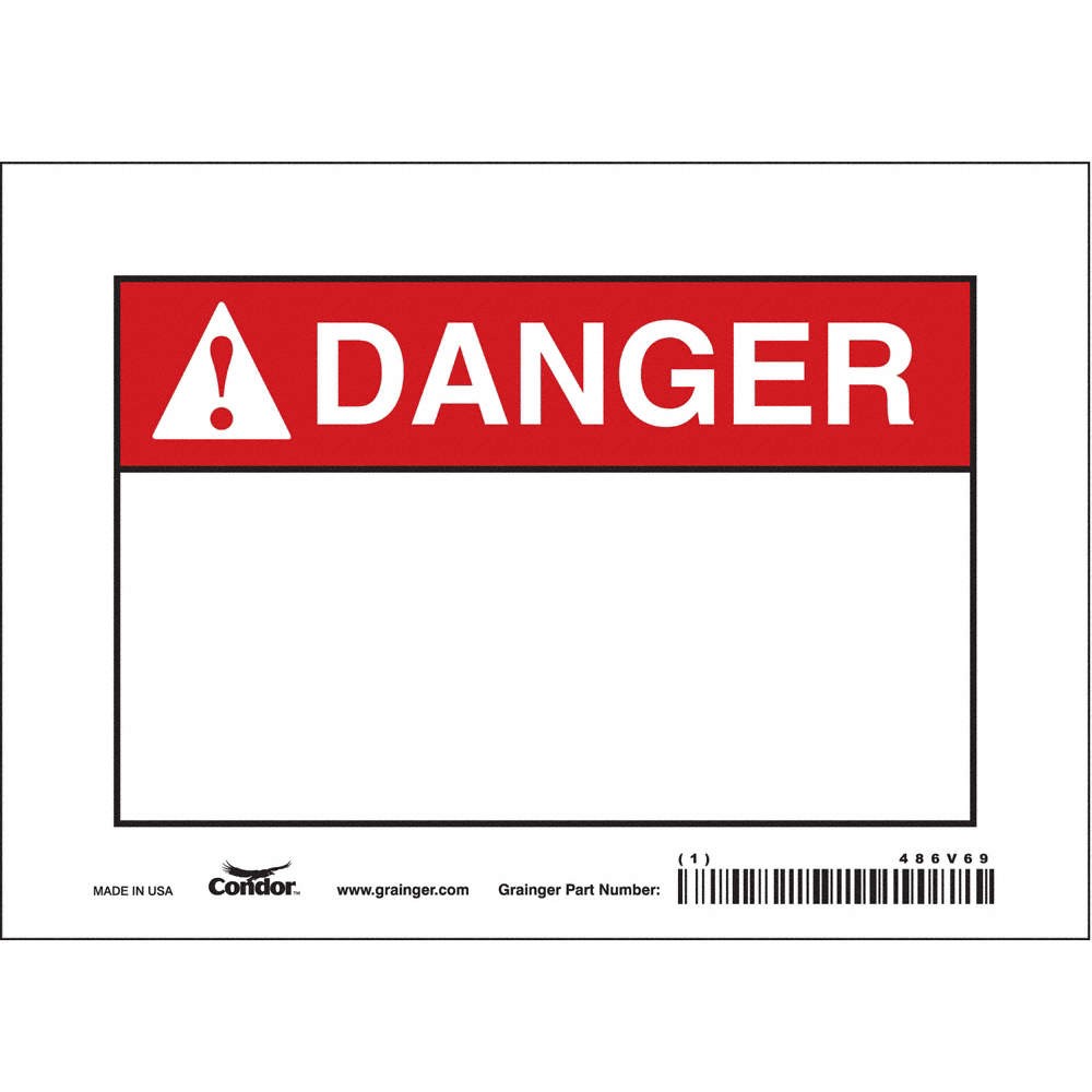 CONDOR Safety Sign,5 in x 7 in,Vinyl 486V69