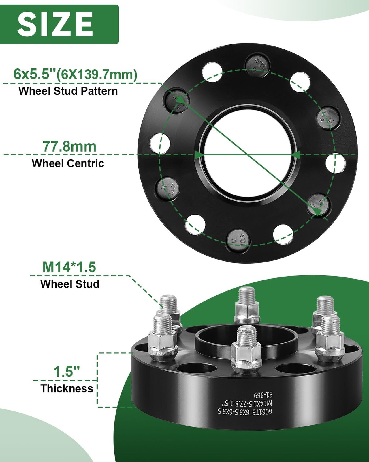 1.5 Inch 6×5.5 Wheel Spacers for 2019-2024 Ram 1500, 6×139.7 Wheel Spacers 77…
