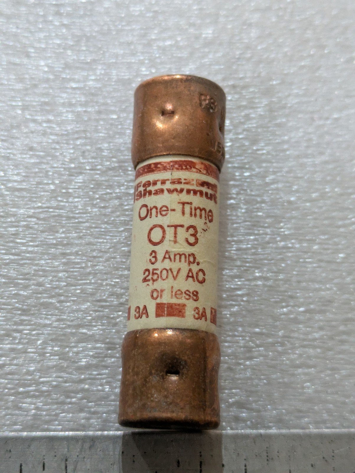 Ferraz Shawmut OT3 One-Time Fuse 3A 250VAC Class K5 Fast-Acting Industrial OEM