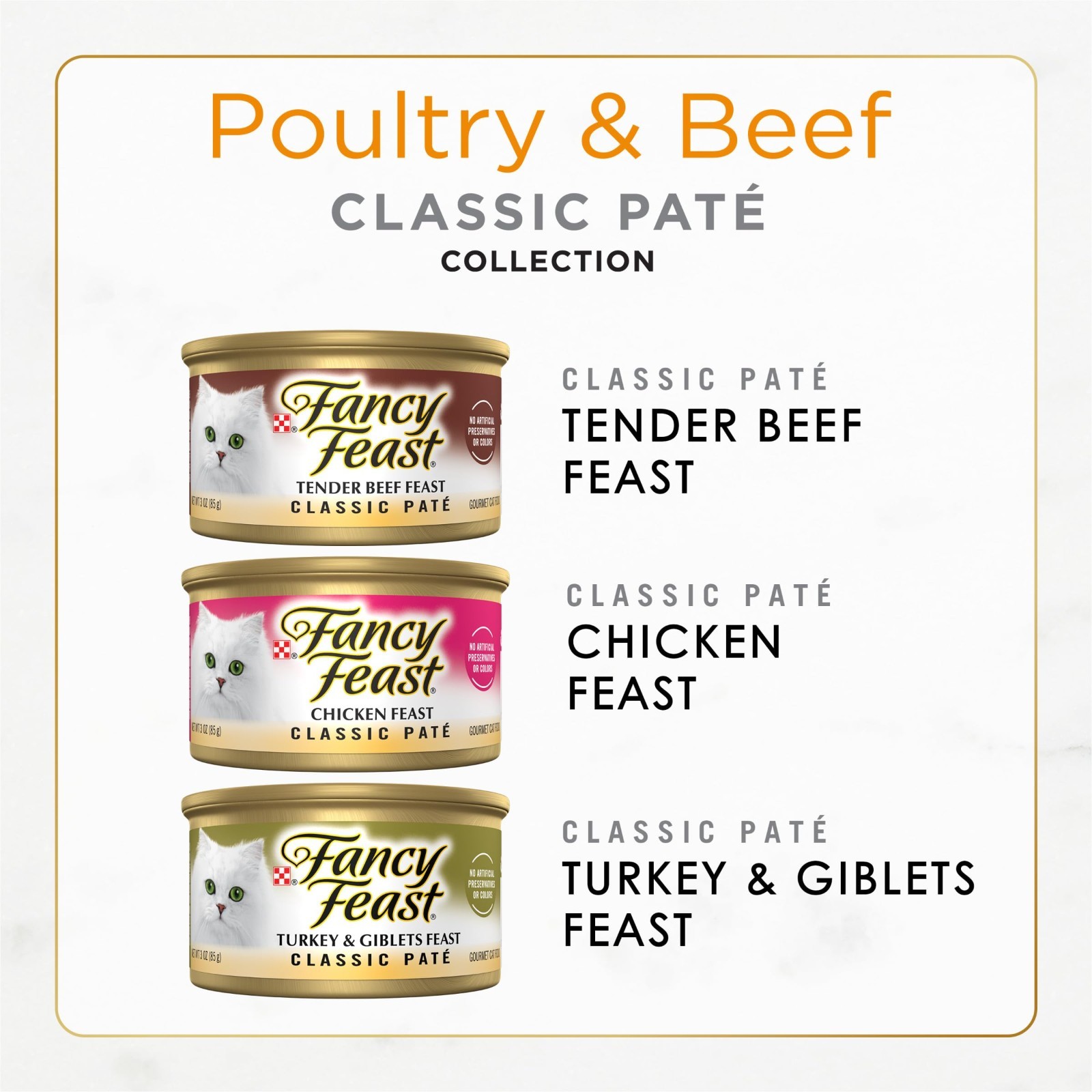 Purina Fancy Feast Classic Pate Wet Cat Food Poultry Beef, 3 oz Cans 90 Pack