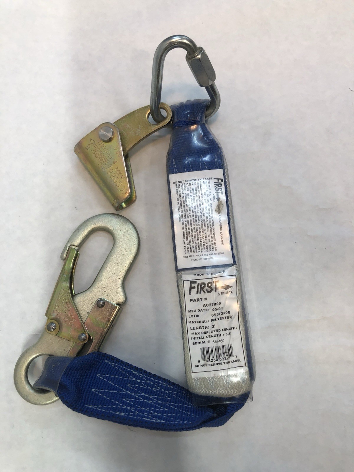 Protecta AB17510-standard Full Body Safety Harness Set Blue 2 ft Lanyard