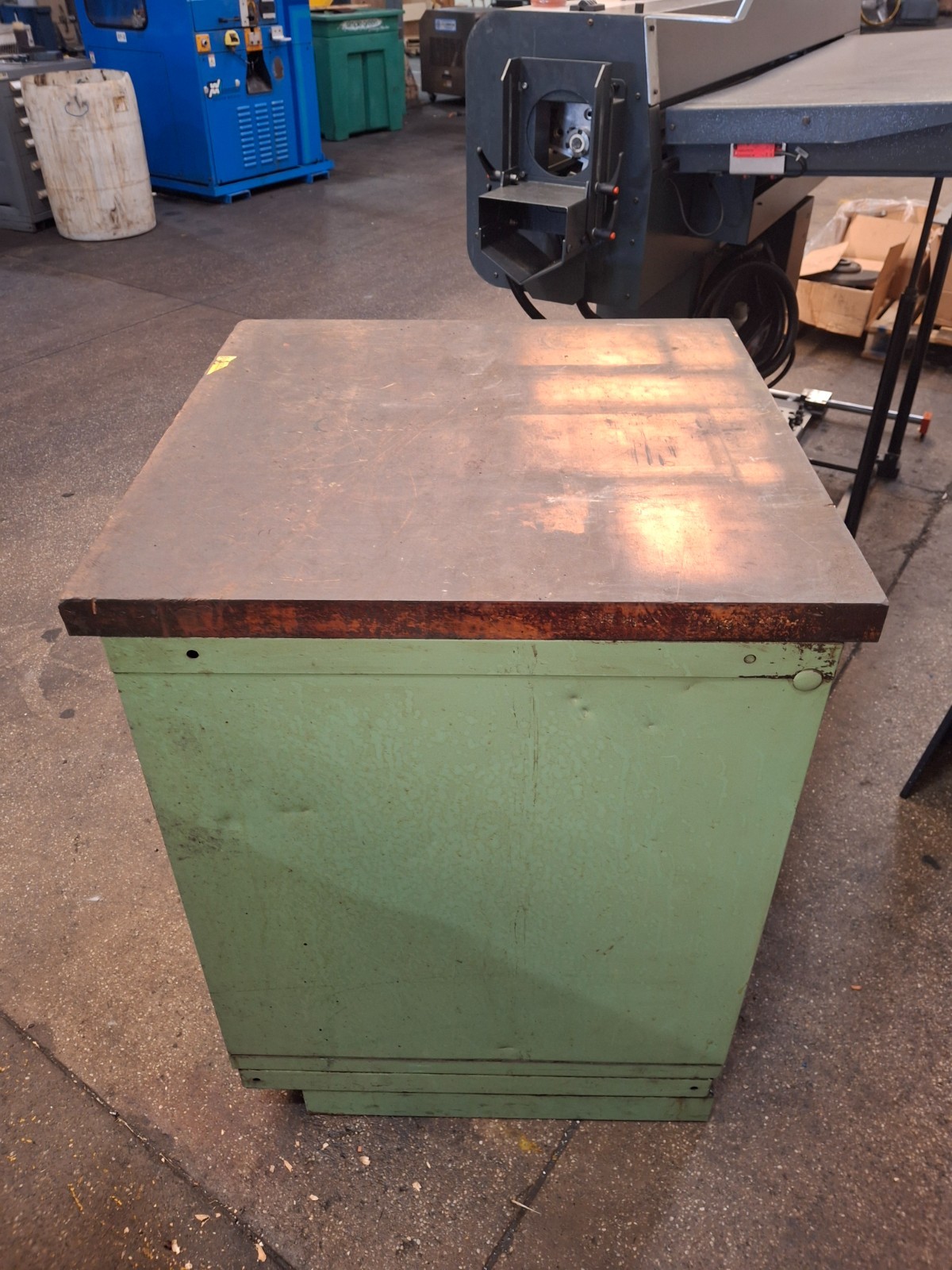 Vidmar Heavy Green 4 Pull Drawer Tool Storage Cabinet With Maple Wood Top