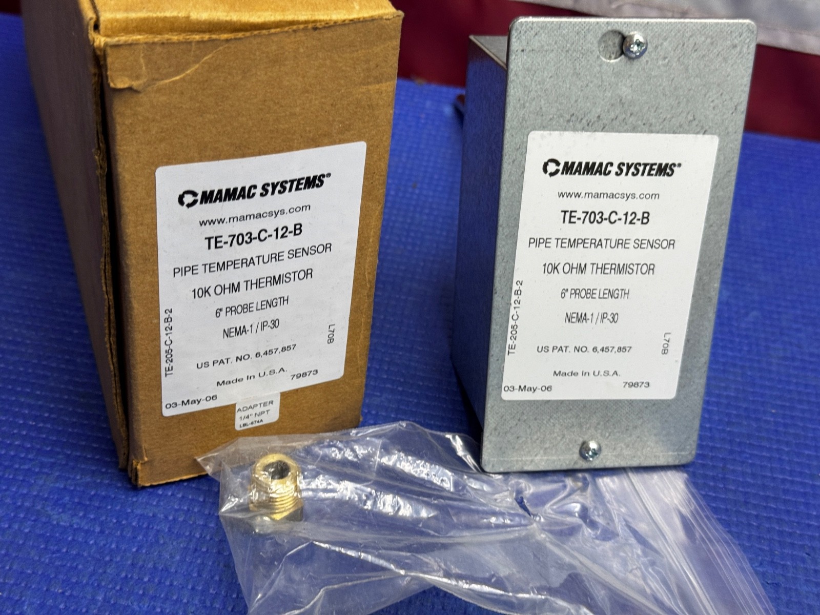 MAMAC Systems TE-703-C-12-B-3 HVAC Pipe Immersion Temp Sensor, TE703-C Series