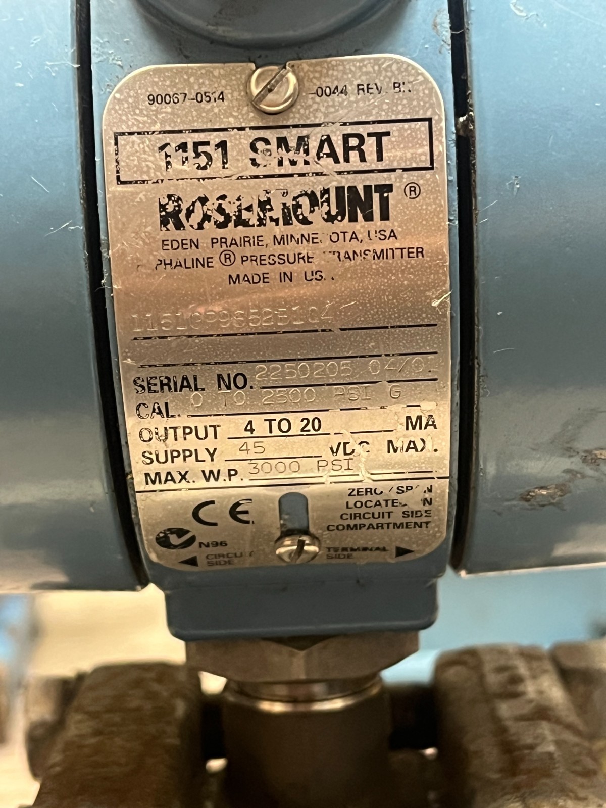 Rosemount 1151GP9 Gauge Pressure Transmitter 4-20mA w/Bracket