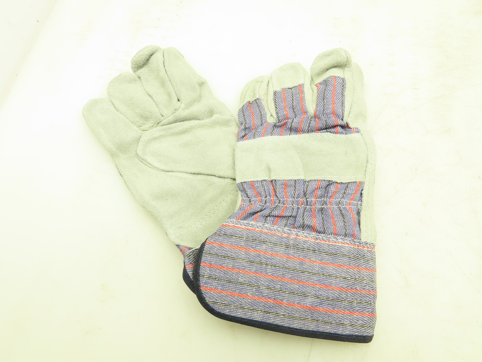 XL Industrial Leather Work Glove Striped Canvas Back Safety Cuff X-Large Qty:12