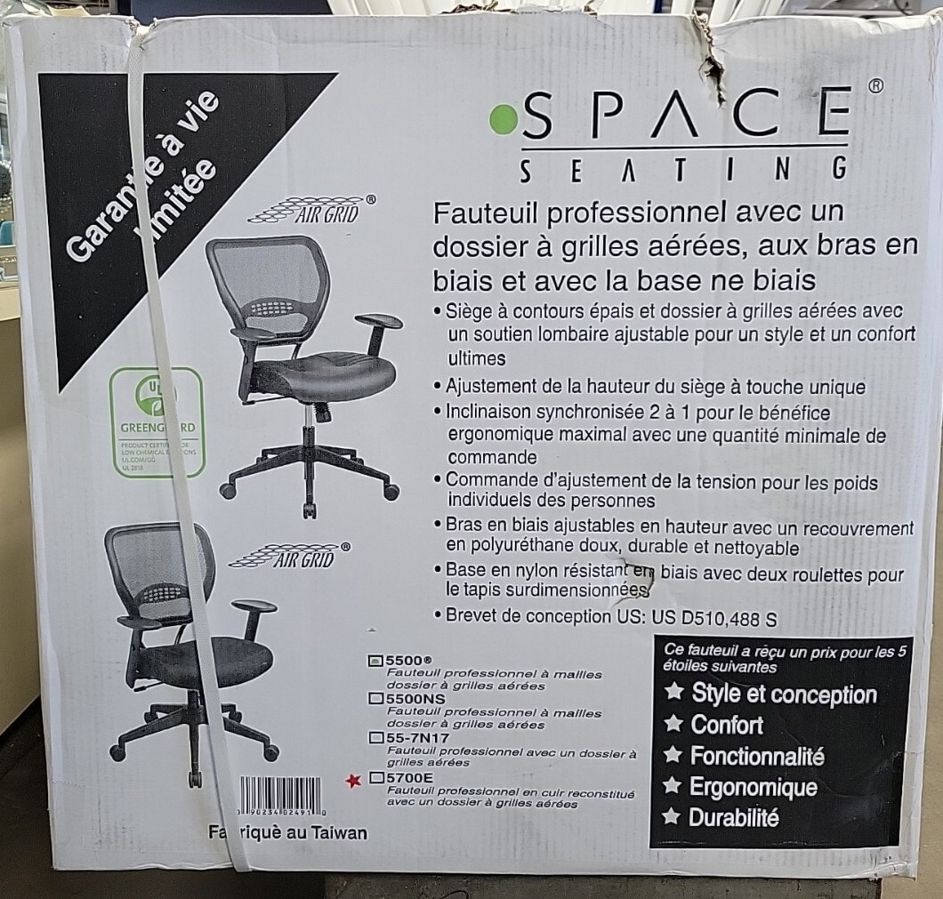 OFFICE STAR 5500 Desk Chair,Mesh,Black,19″ to 23″ Seat Ht