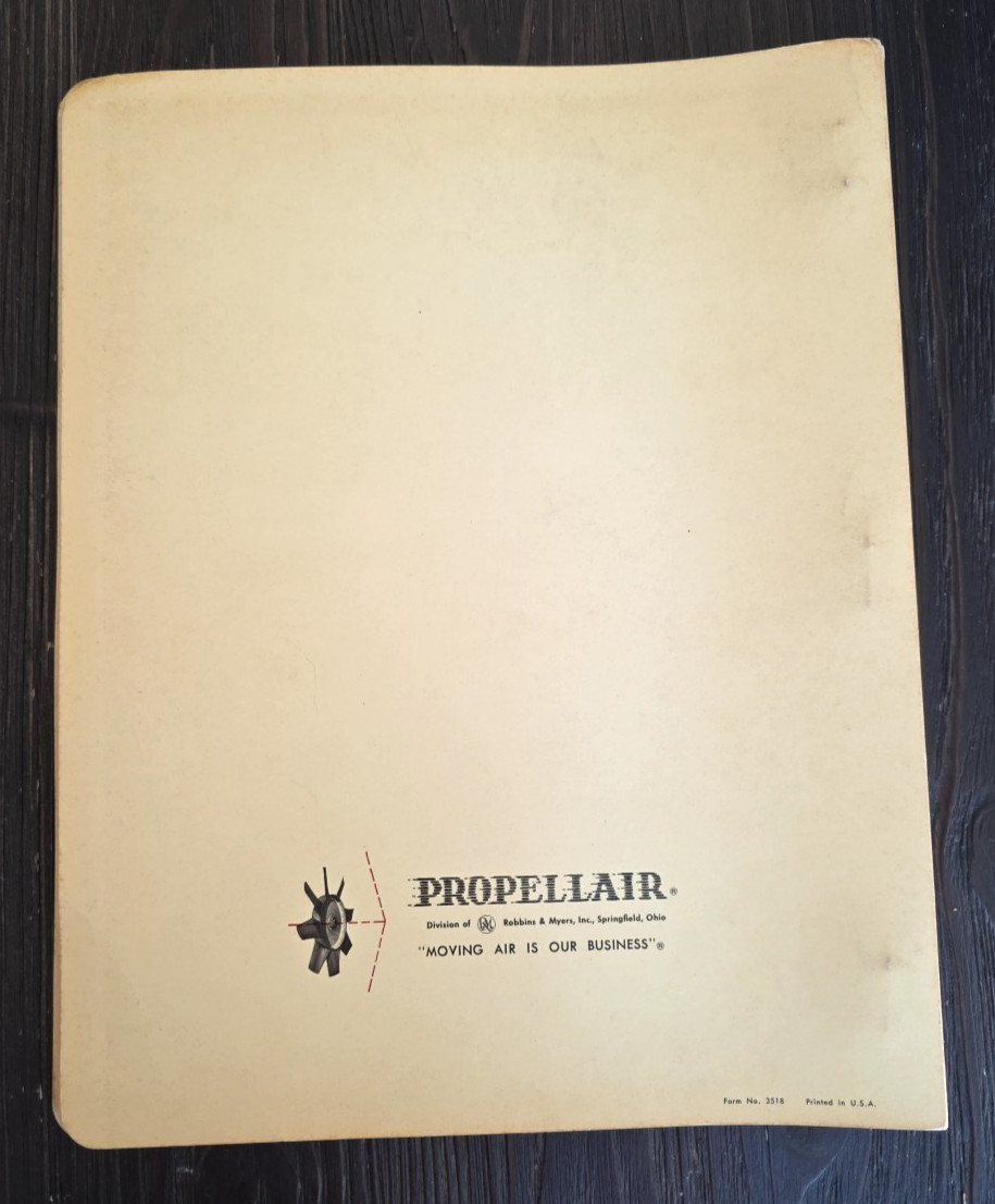 C. 1960s Robbins & Myers Inc Propellair Axial Fans Sales Bulletin Catalog