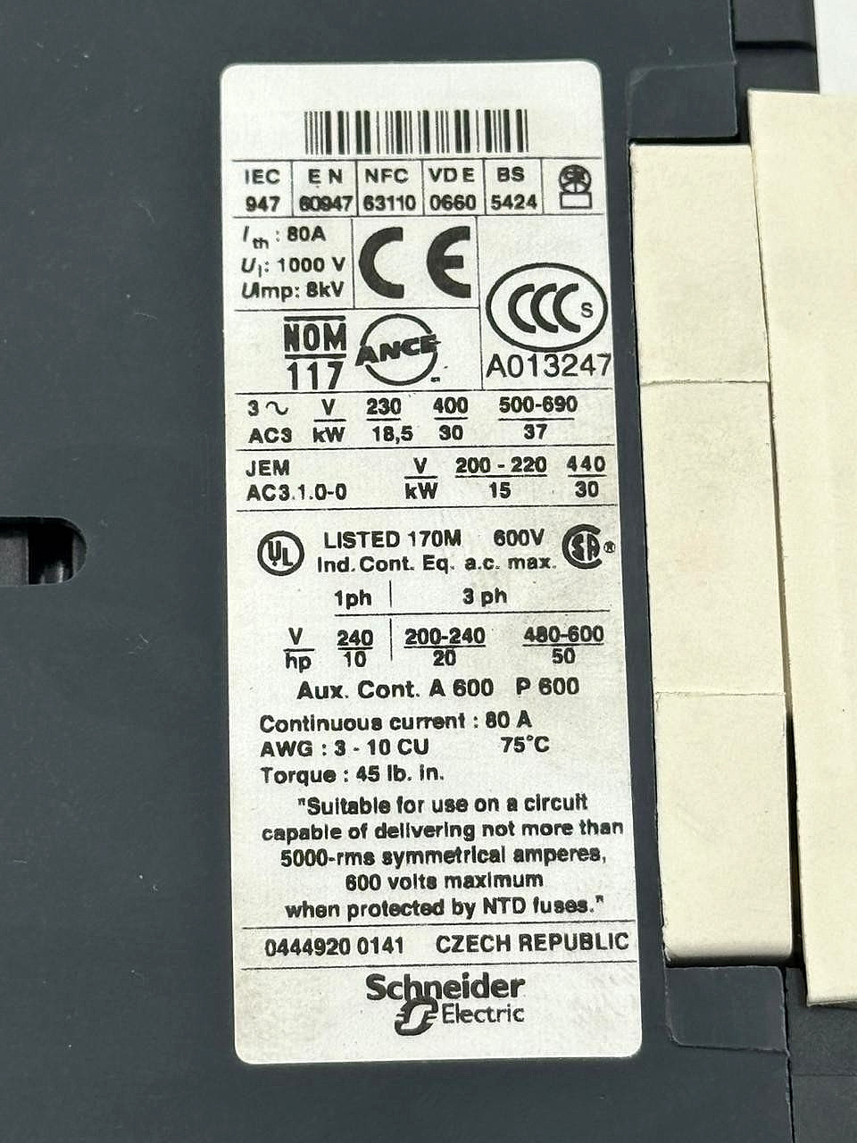 Telemecanique LC1D65BD Contactor | 24V DC Coil | Made in Czech Republic