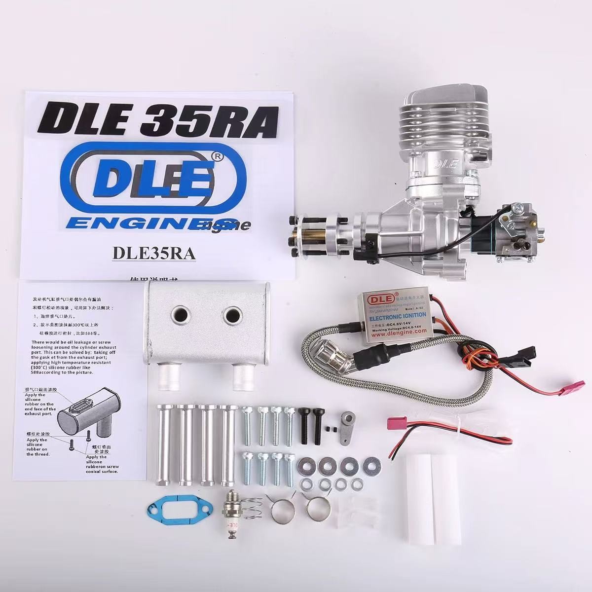 1pcs DLE35RA Engine W/Electronic Igniton &Muffler For 30CC 35CC RC Plane