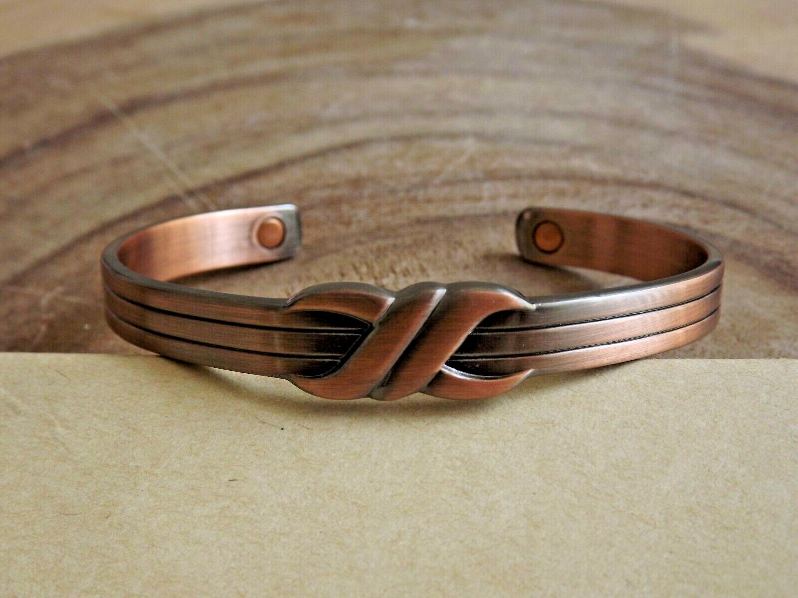 2 Pack Oxidized Pure Copper Magnetic Bracelet Arthritis Energy Cuff – Knot
