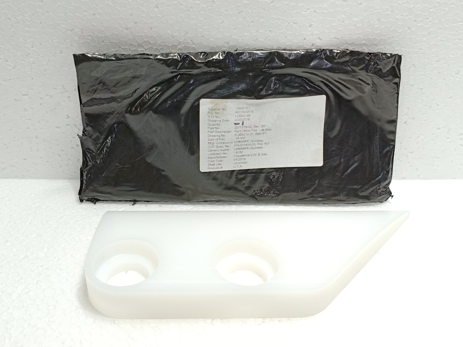 NEW Cameron Freudenberg Subsea BOP Ram Wear Pad, Left Side – 2011279-02