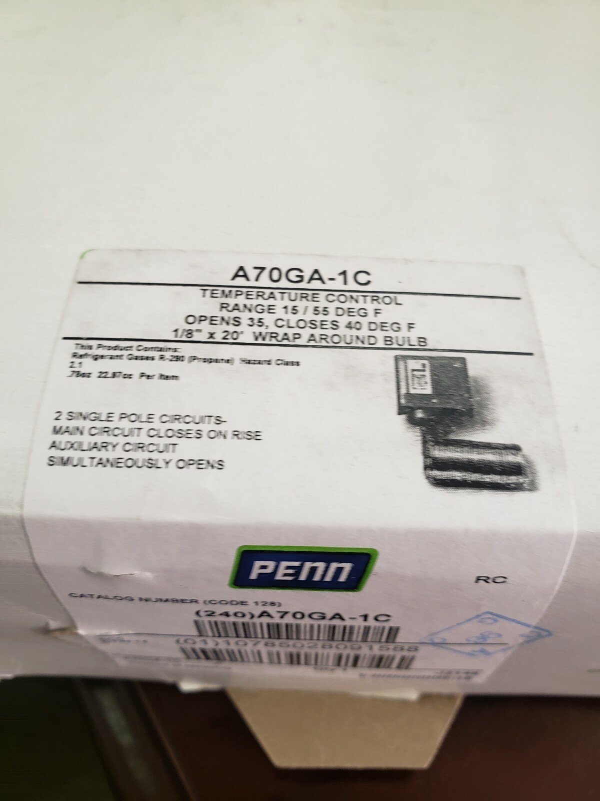 Johnson Controls PENN (240) A70GA-1C Temperature Controller 15/55 Deg F NEW