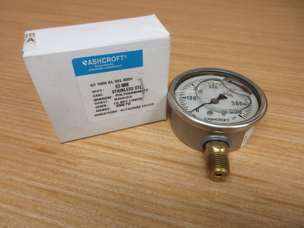 Ashcroft 63 1008 AL 02L 600# Pressure Gauge 631008AL02L600#