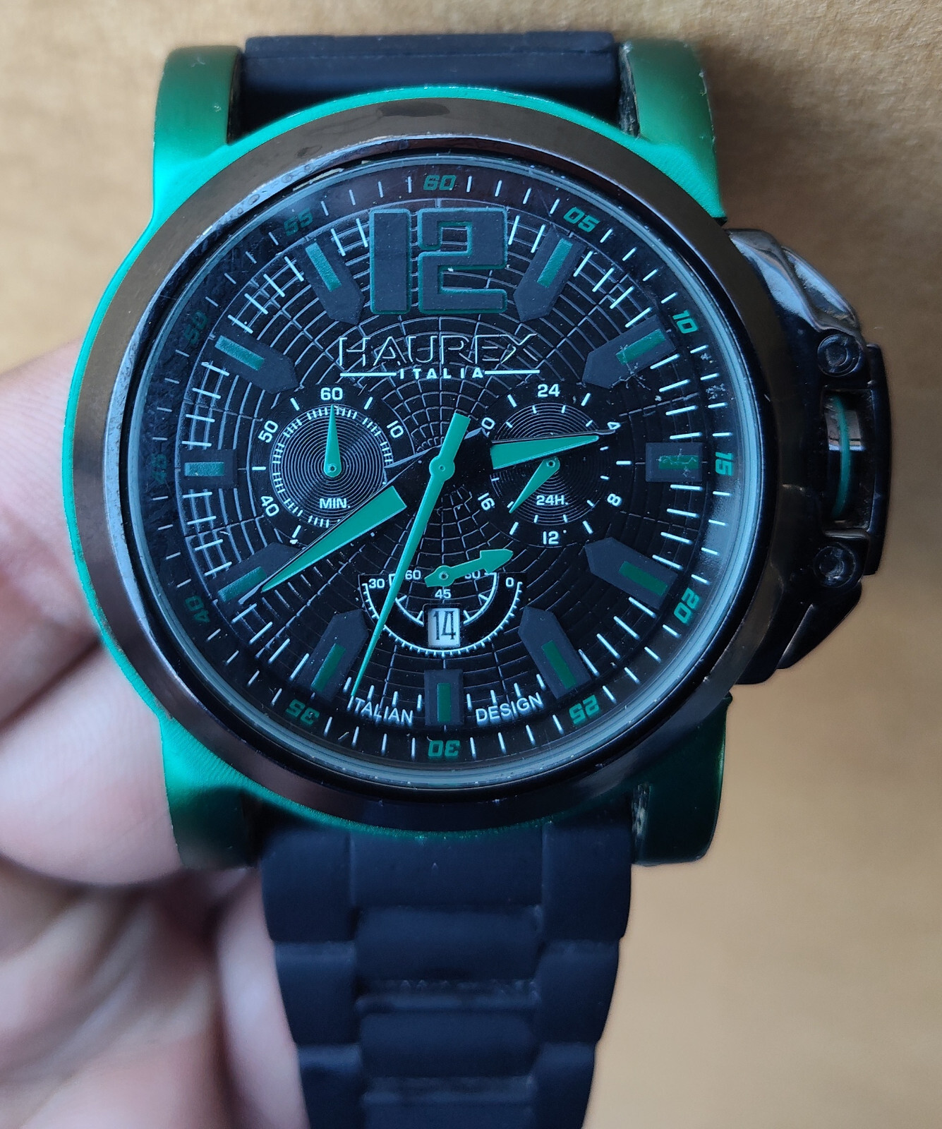 Haurex Italy San Marco Men’s Watch Item No. 1D370UNV BLACK @ GREEN