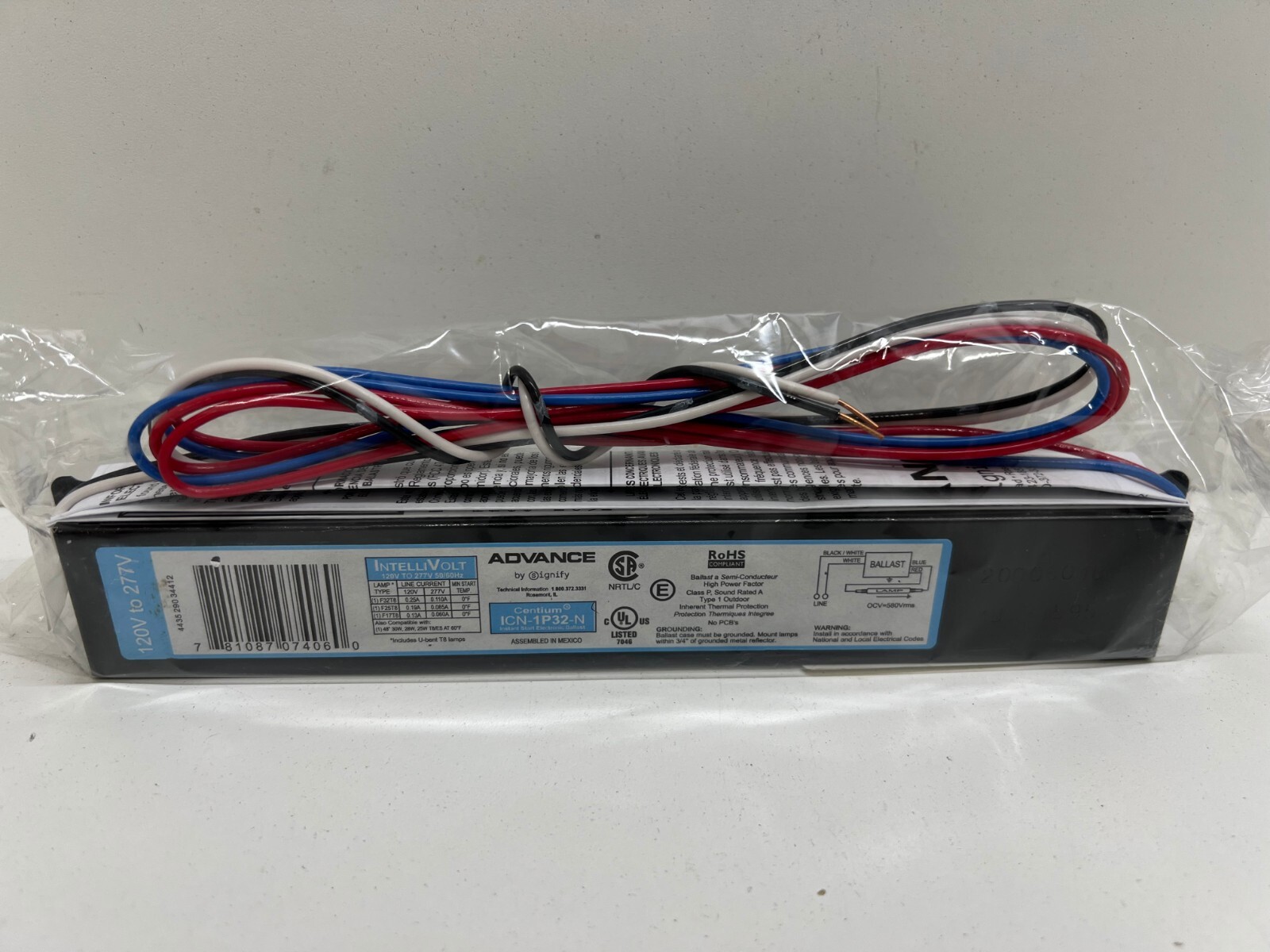 NEW OLD STOCK! ADVANCE 120-277V ELECTRONIC BALLAST ICN-1P32-N