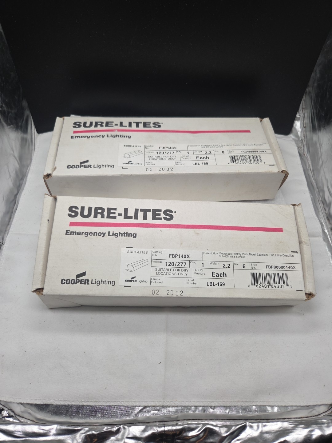 Cooper Lighting 2 FBP140X SURE-LITES Fluorescent Emergency Ballast 2 New Units.