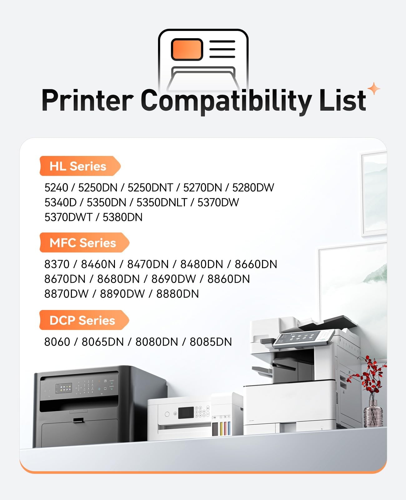 TN580 Toner Cartridge Black 2-Pack Compatible for Brother TN-580 HL-5370DW HL-53