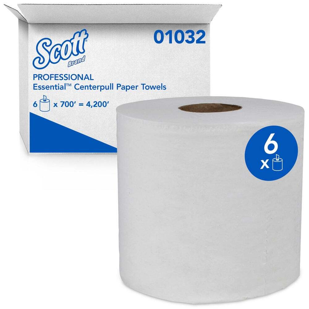 6 Pack Scott 1032 Center Pull Rolls, 1 Ply White Paper Towels, 8″ Wide