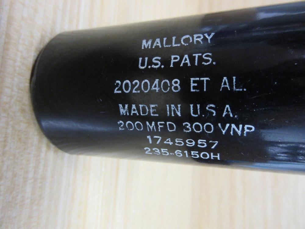 Mallory 235-6150H Capacitor 2020408 ET AL Small Crack