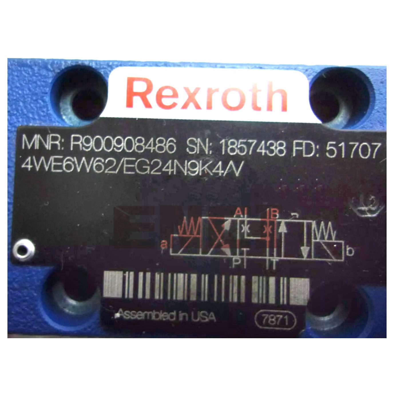 4WE 6 W6X/EG24N9K4/V R900908486 Bosch Rexroth Valve 4WE6W62/EG24N9K4/V