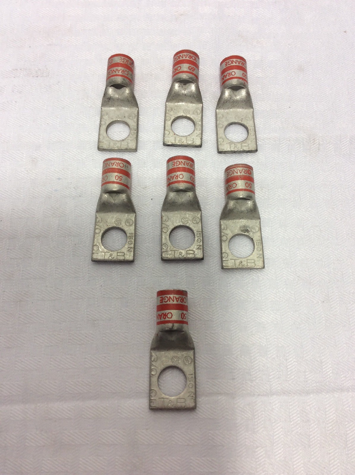 1 Lot Of 7 THOMAS & BETTS-T&B 150N 3/0 CU 50 ORANGE DIE 1 HOLE Short Barrel