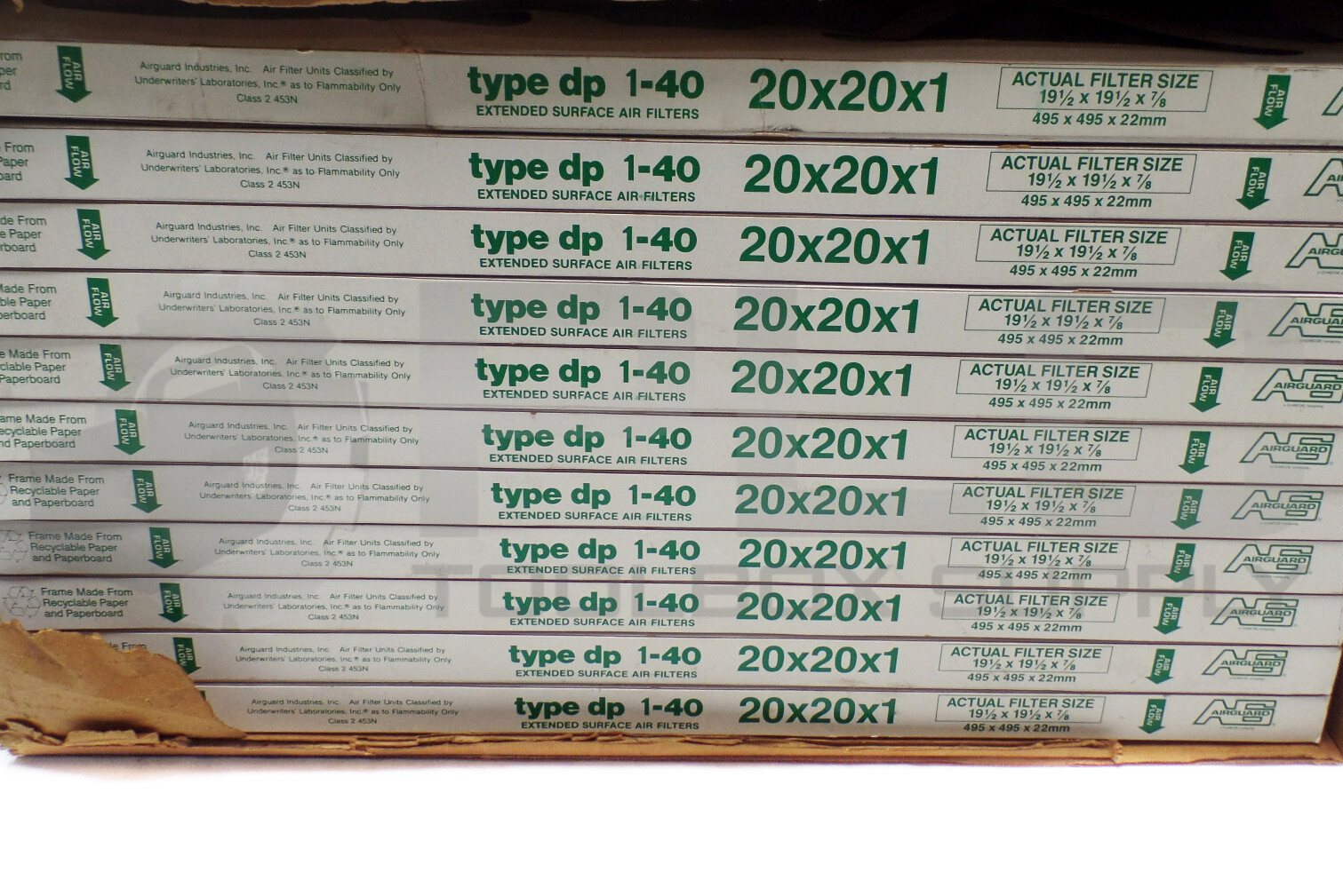 BOX OF 11 NEW AIRGUARD DP1-40 DP40-103 EXTENDED SURFACE FILTER, 20x20x1 DP40