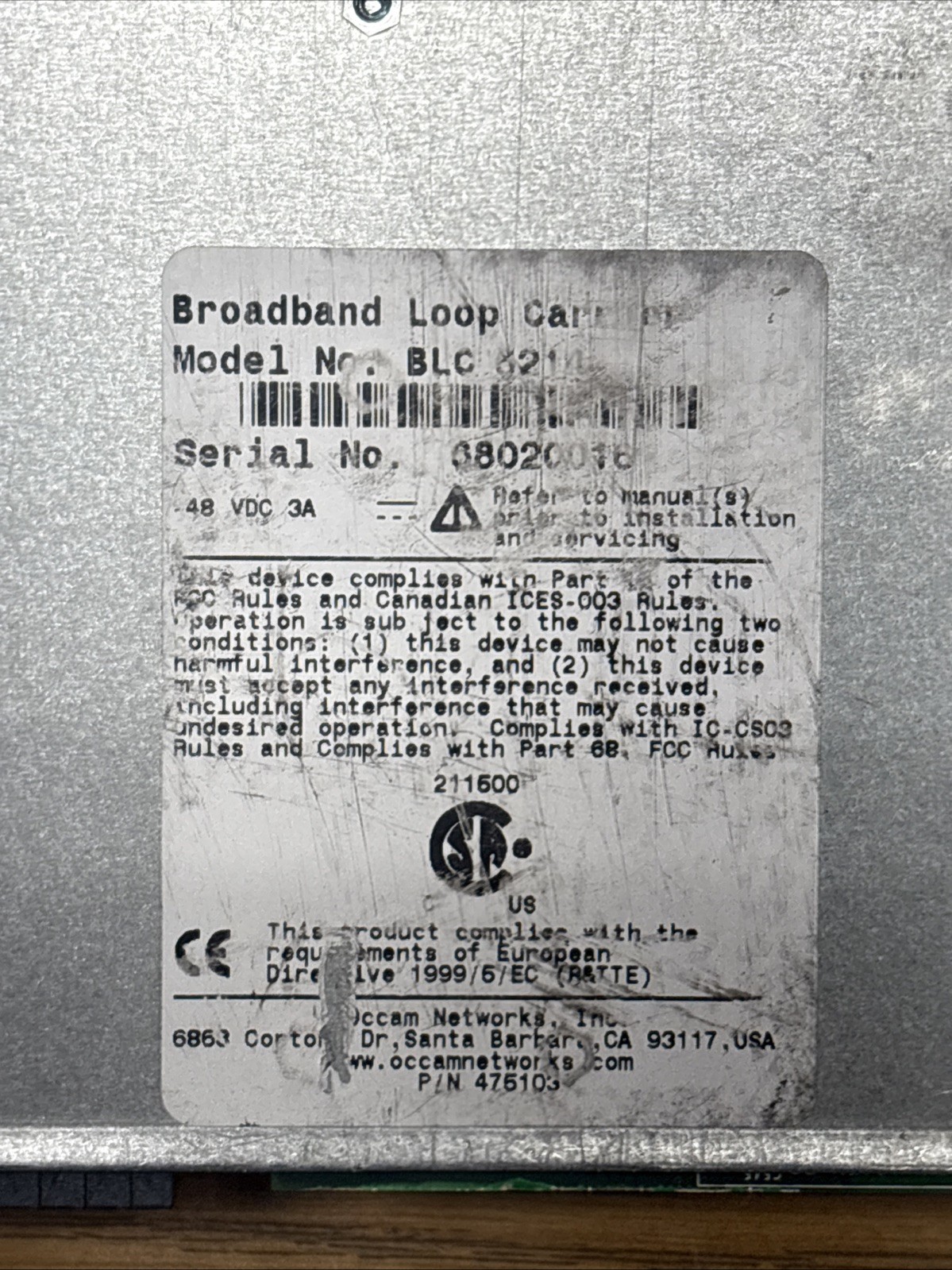 Calix Broadband Loop Carrier BLC 6214