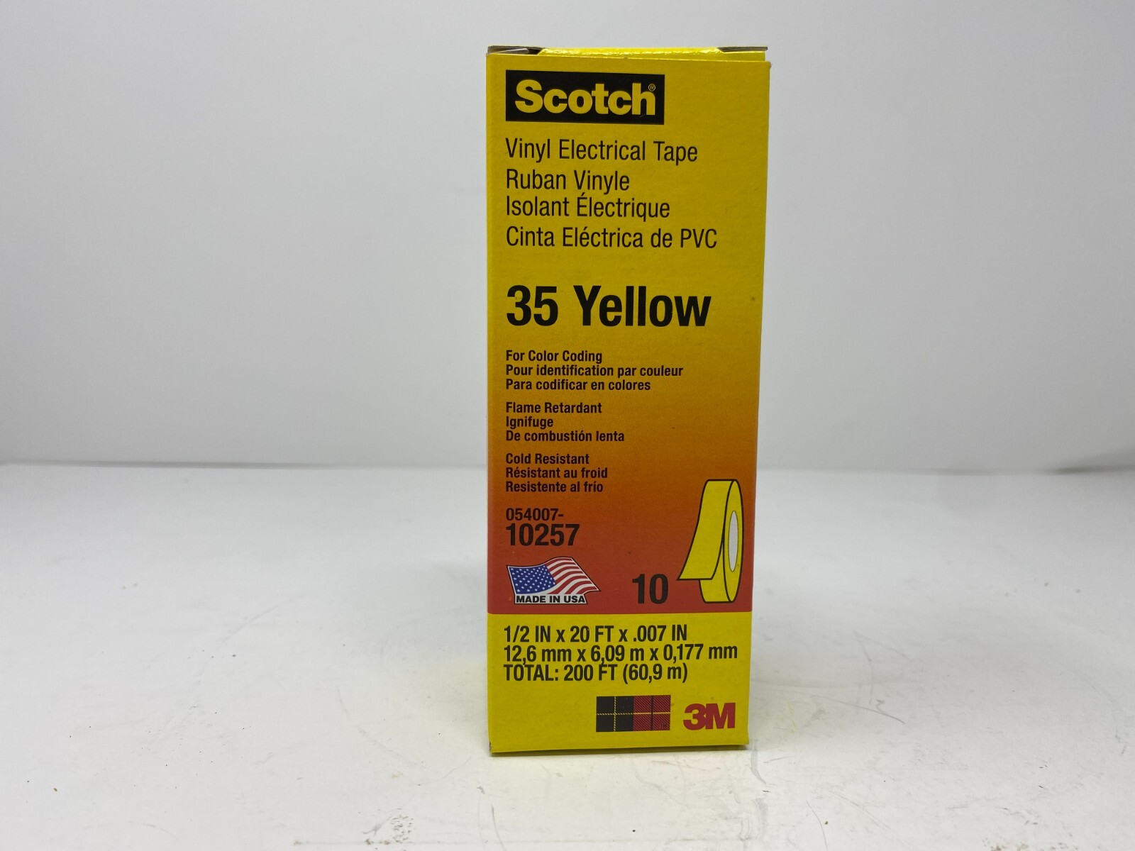 New Full Case 10x Rolls- Scotch 35, 054007-10257 Electrical Yellow Tape