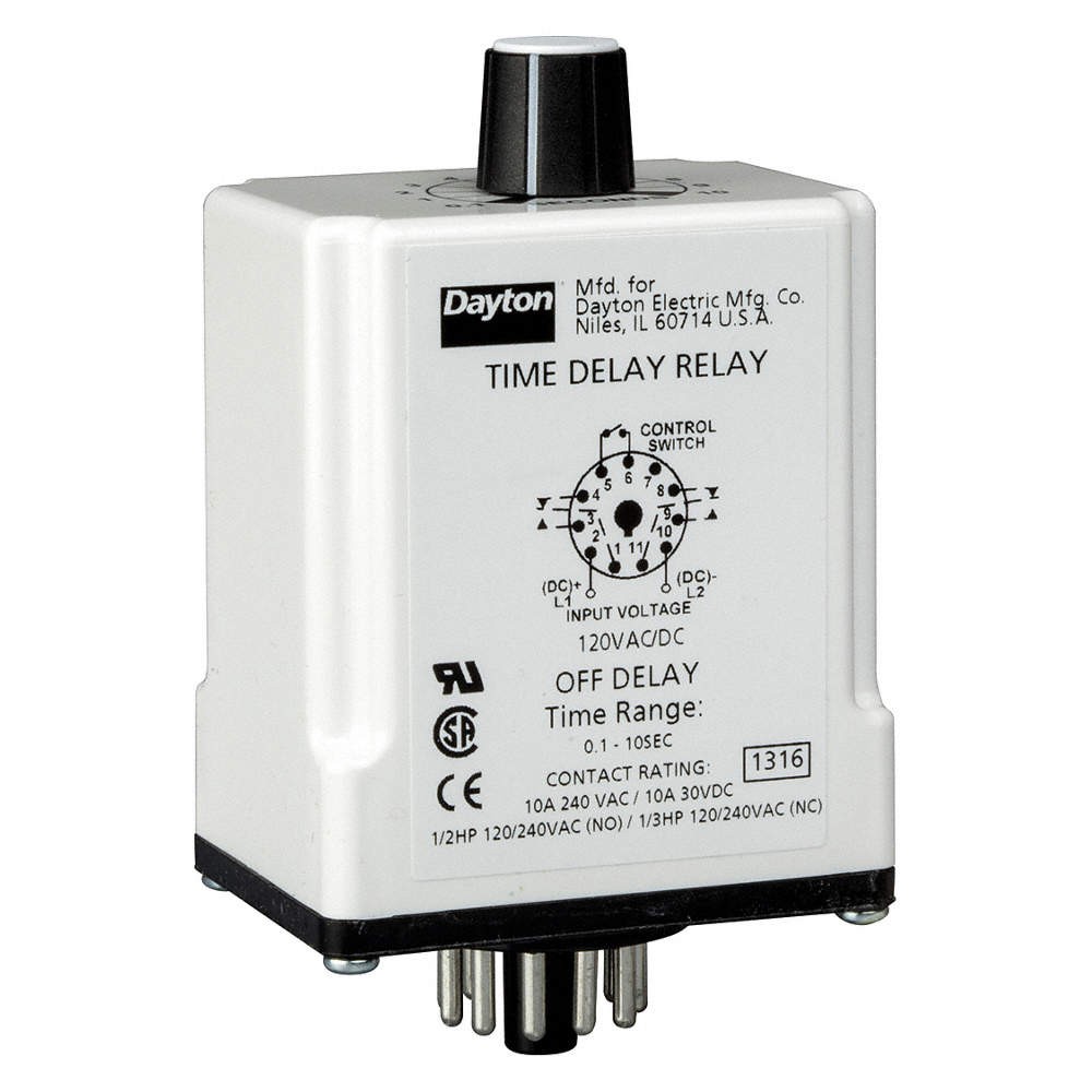 DAYTON 1EGC5 SinFunTimeDelayRelay, 120VAC/DC, 11Pins 1EGC5