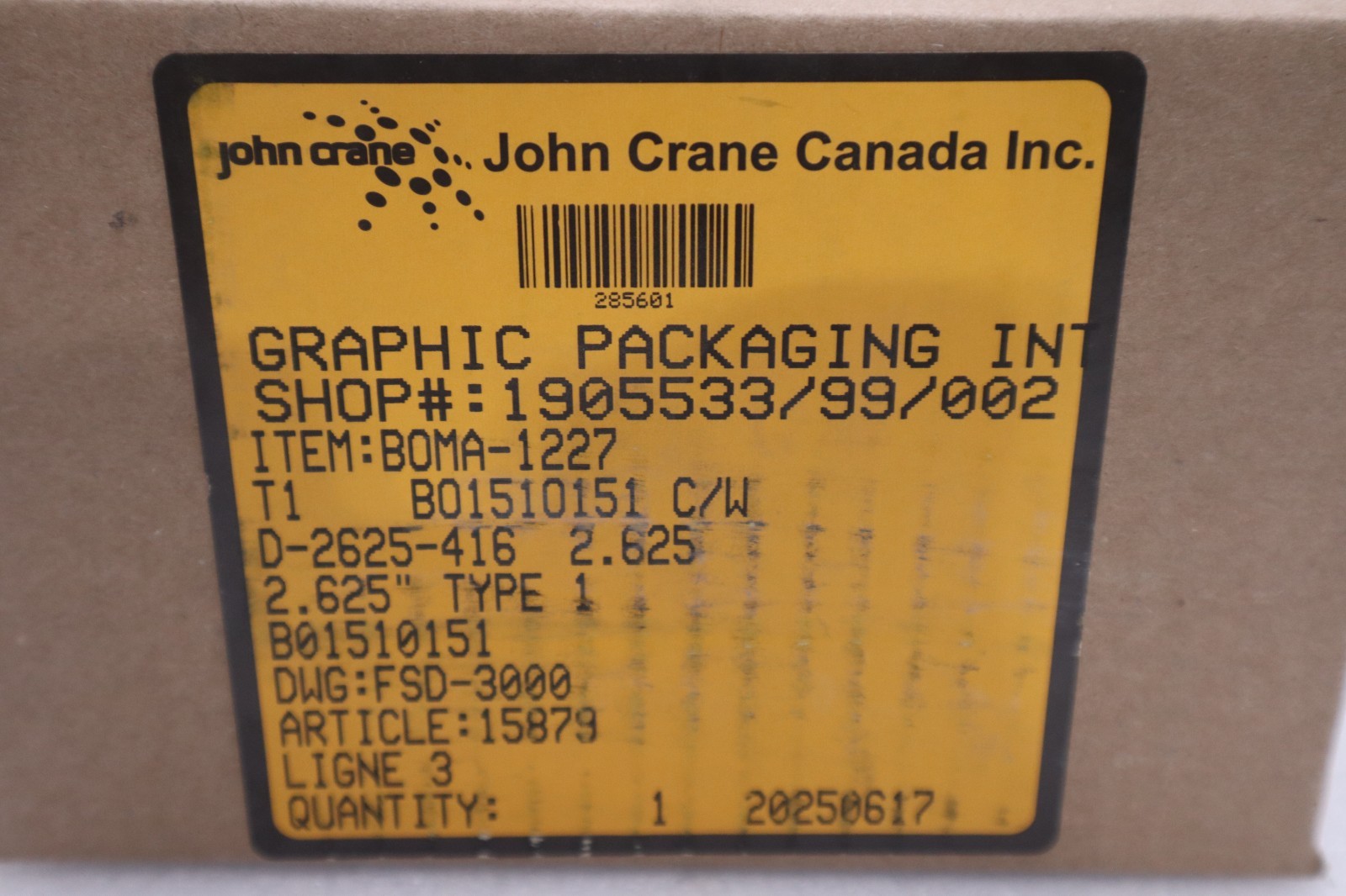 John Crane FSD-3000/ D-2625-416 TYPE 1 2.625″ Spring Seal Assembly – STK GF478A