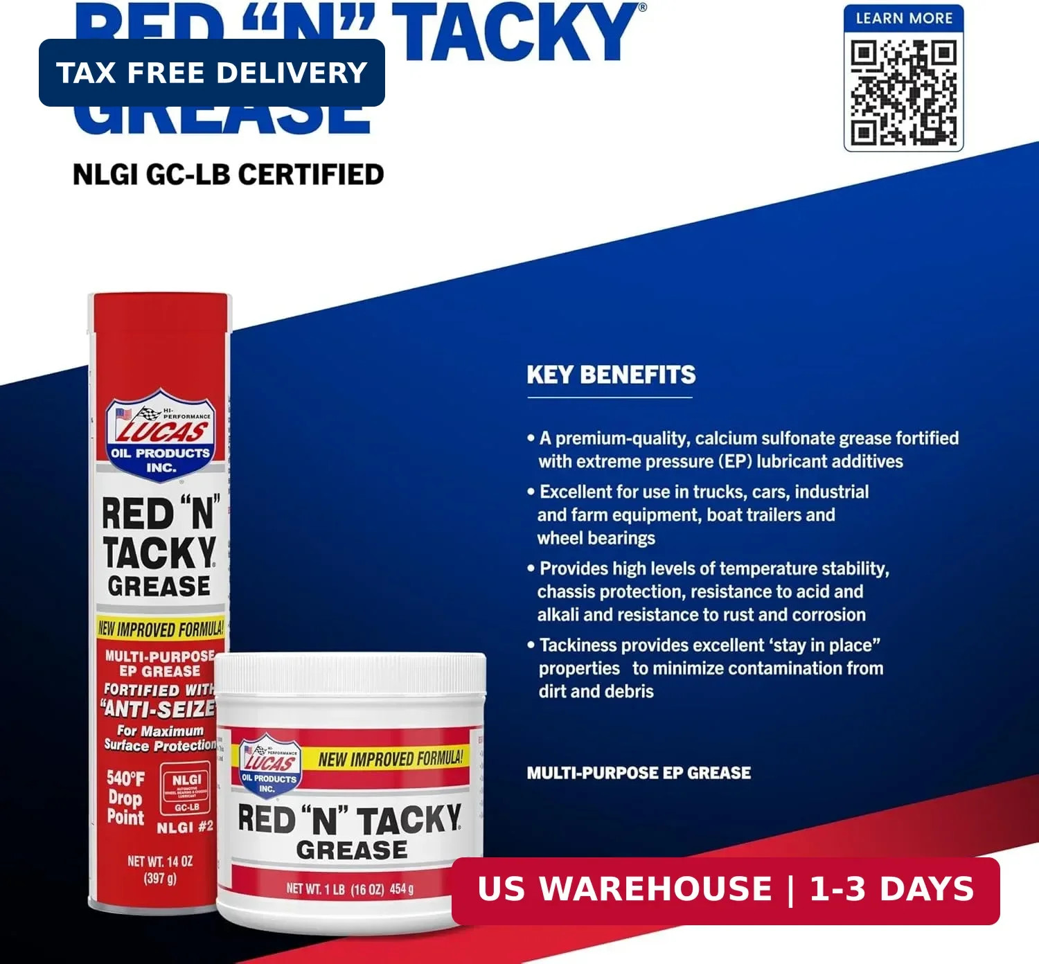 Lucas Oil 10005 Red N Tacky Grease – 14 Ounce Cartridge (Pack of 10)