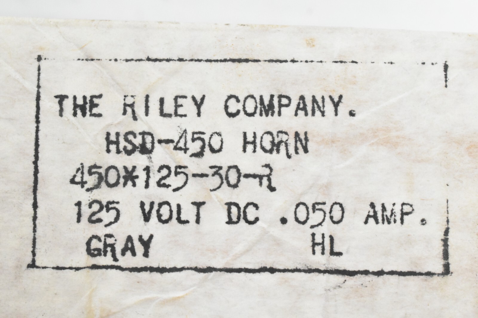 Riley Co HSD450 450-125-30 Signal Electric Horn Gray 125V DC, .050A
