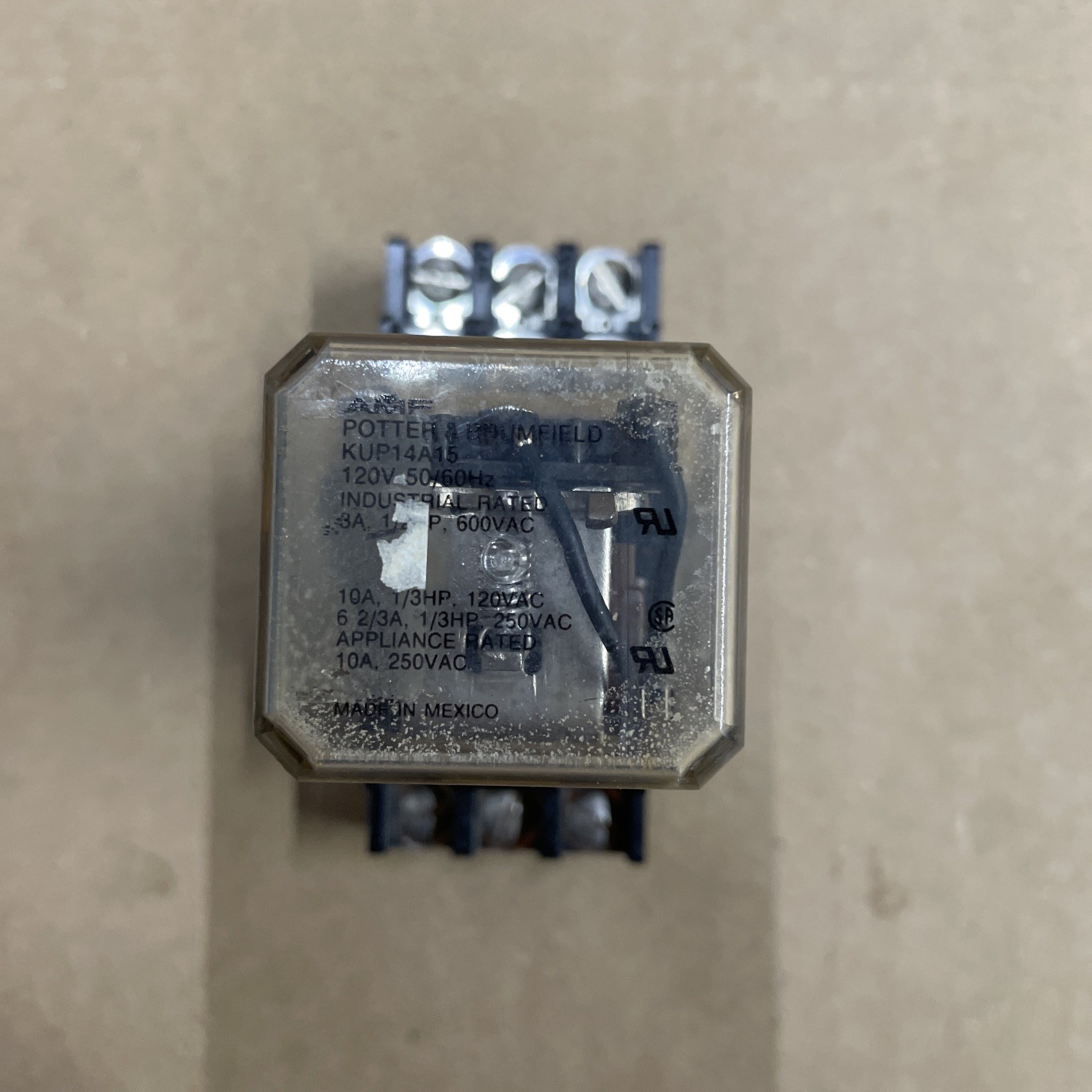 AMF POTTER BRUMFIELD, RELAY, KUP14A15, 10 A, 120 VAC, CUTSOM CONNECTOR SEE PICS