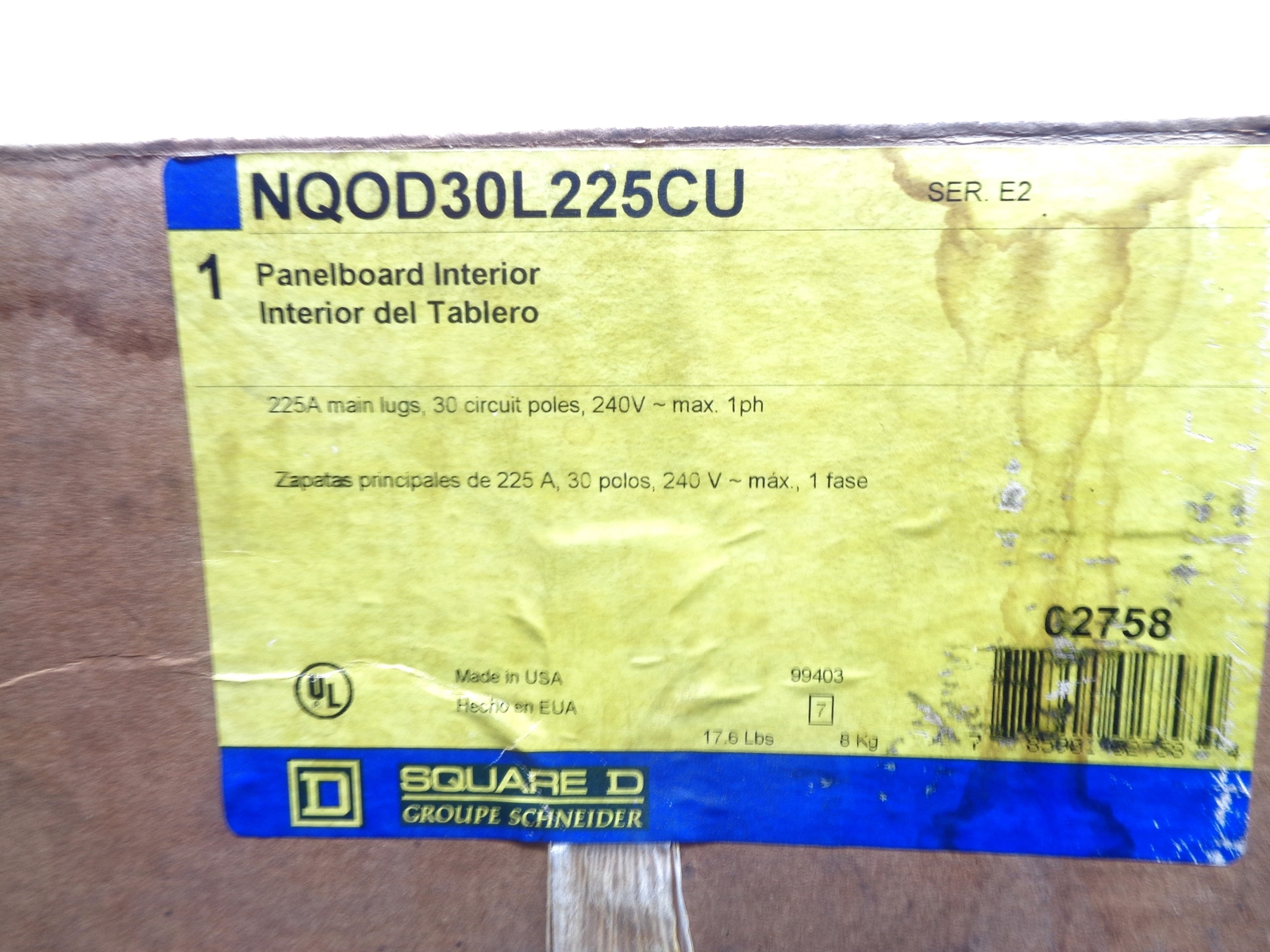 SQUARE D NQOD30L225CU SER. E2 NSMP