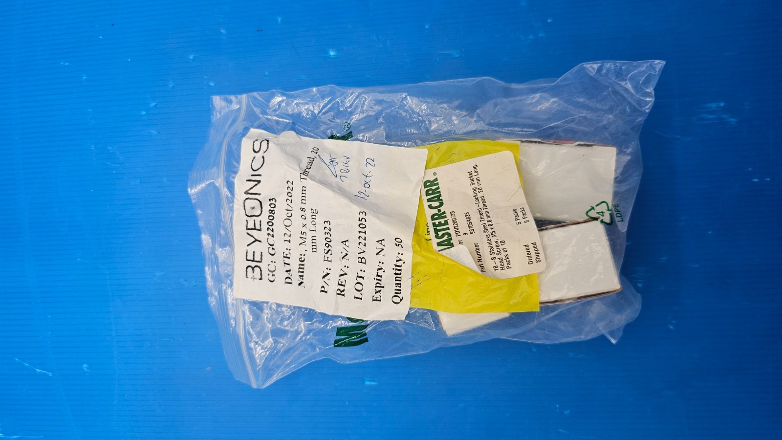 BEYEONICS GC2200803, FS90323 M5x0.8 mm Thread, 20mm Long Qty 50x