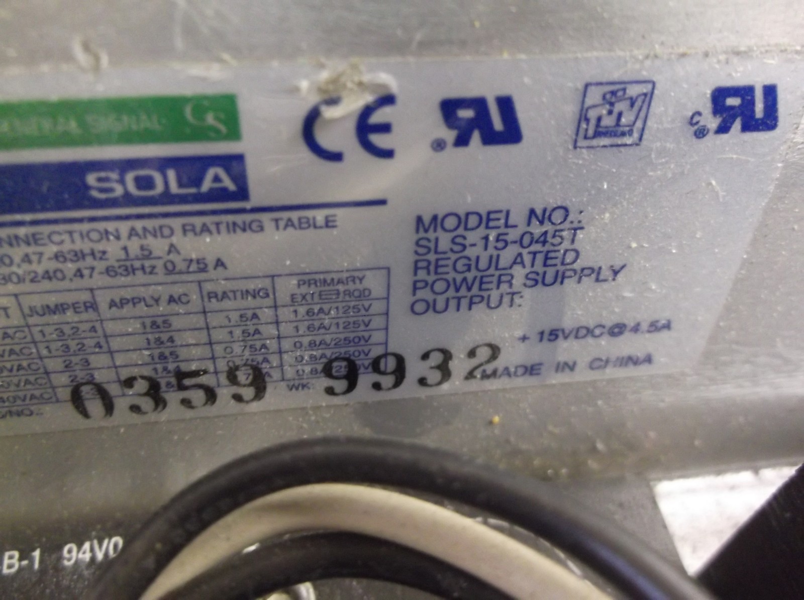 Sola SLS-15-045T Regulated Power Supply *FREE SHIPPING*
