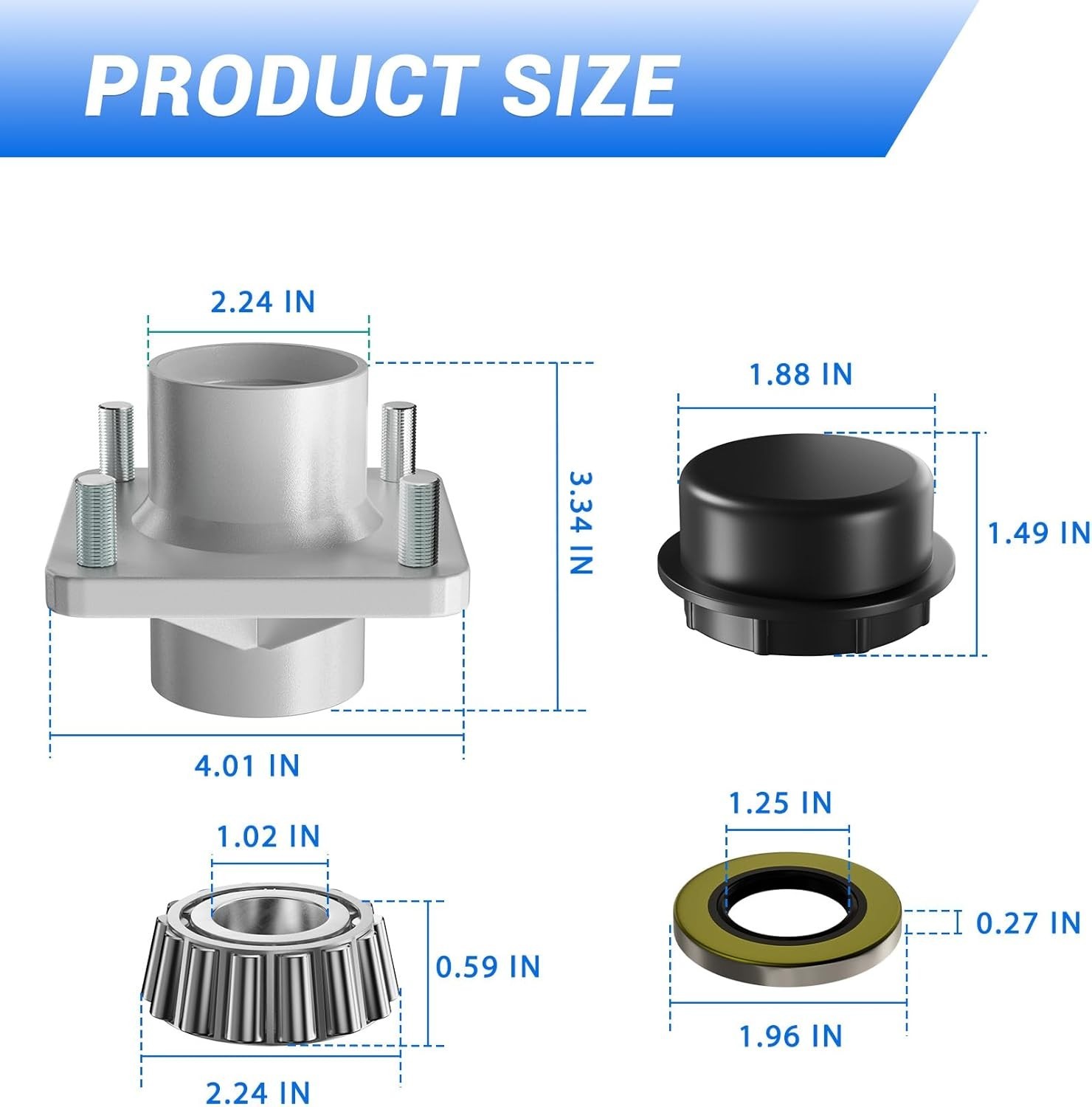 EZGO TXT Golf Cart Front Wheel Hub Assembly for EZGO TXT 2001.5-2013 Golf Cart,