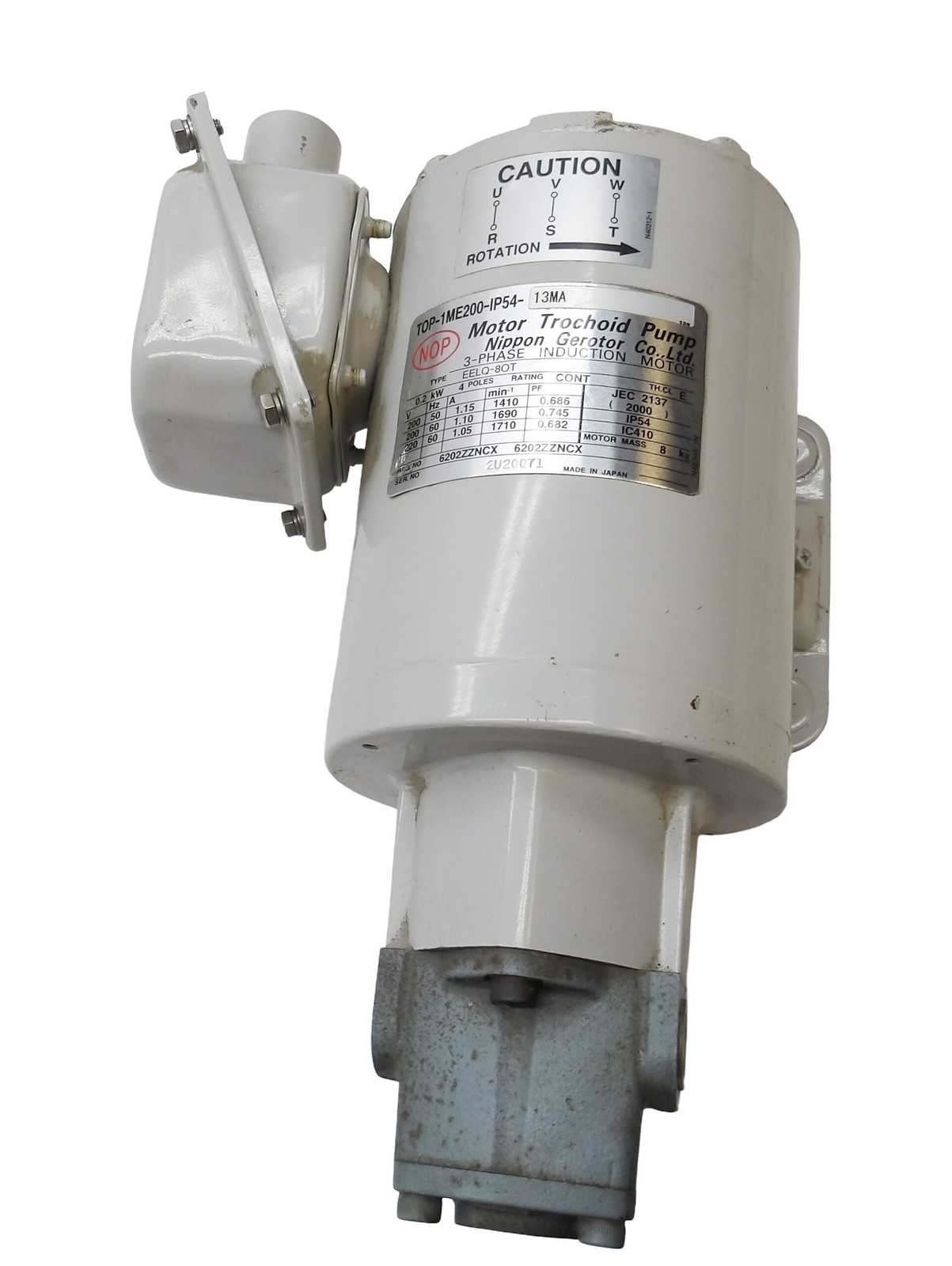 NEW NIPPON TOP-1ME200-IP54-13MA MOTOR TROCHOID PUMP EELQ-8OT TOP-13MA *READ*