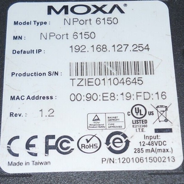 MOXA NPORT 6150 SECURE DEVICE SERVER, 1201061500213