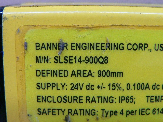 Banner Slse14-900Q8 Ez-Screen Safety Light Curtain Defined Area 900Mm