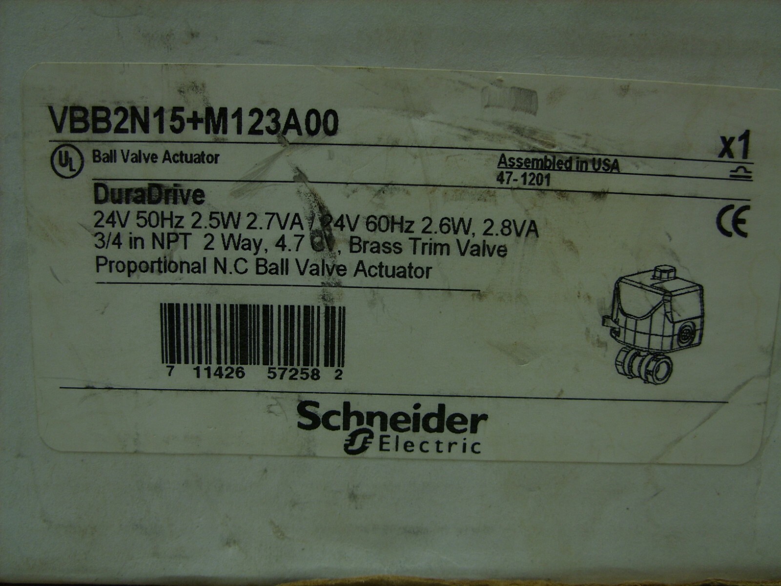 TAC Schneider Invensys – 3/4″ 2-Way Ball Valve & Actuator Assy. VBB2N15+M123A00