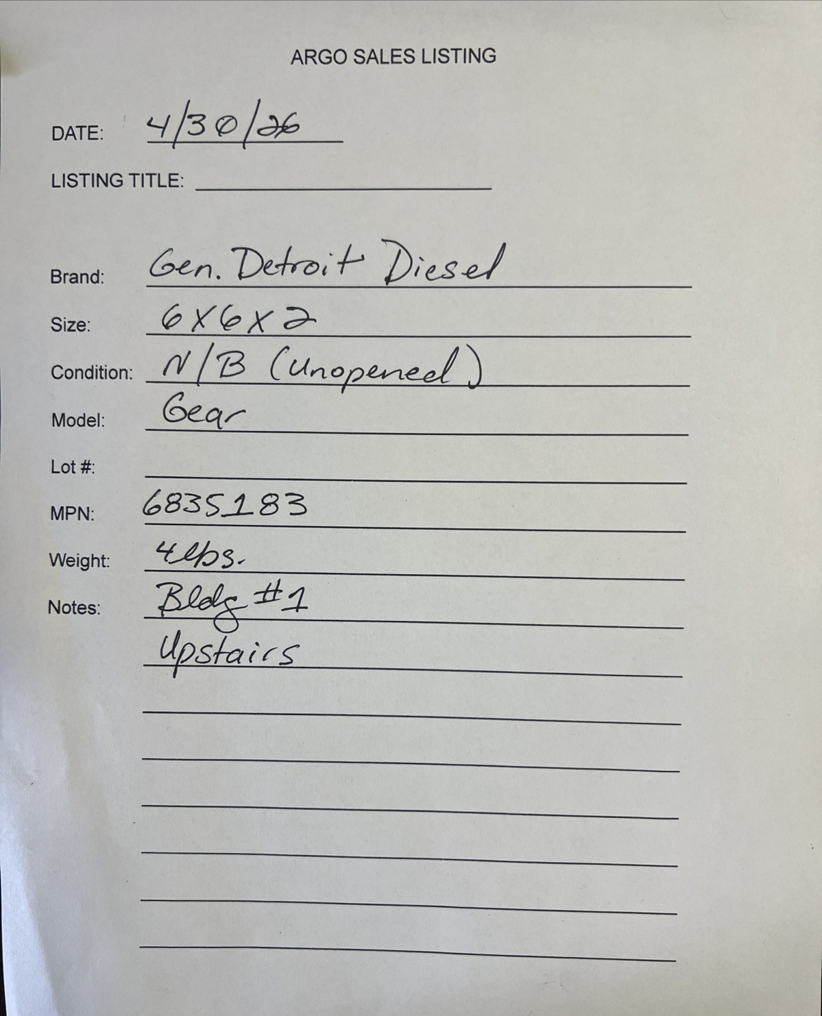 Detroit Diesel 6835183 Gear Unopened OEM New Quick Ship