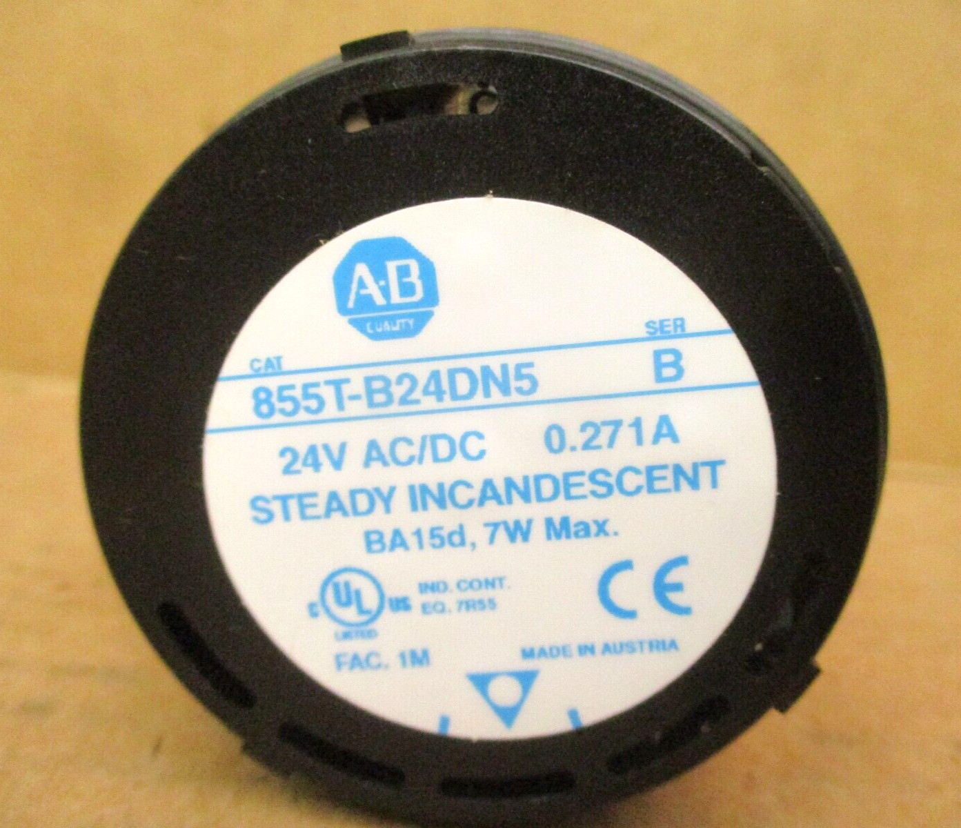 Allen-Bradley 855T-B24DN5 Amber Steady Incandescent Stack Light 49855HM