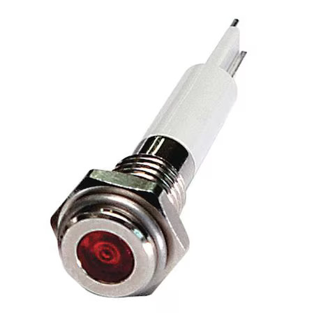 Flat Indicator Light, Red, 12Vdc, Current Drawn: 20 Ma, 24M032