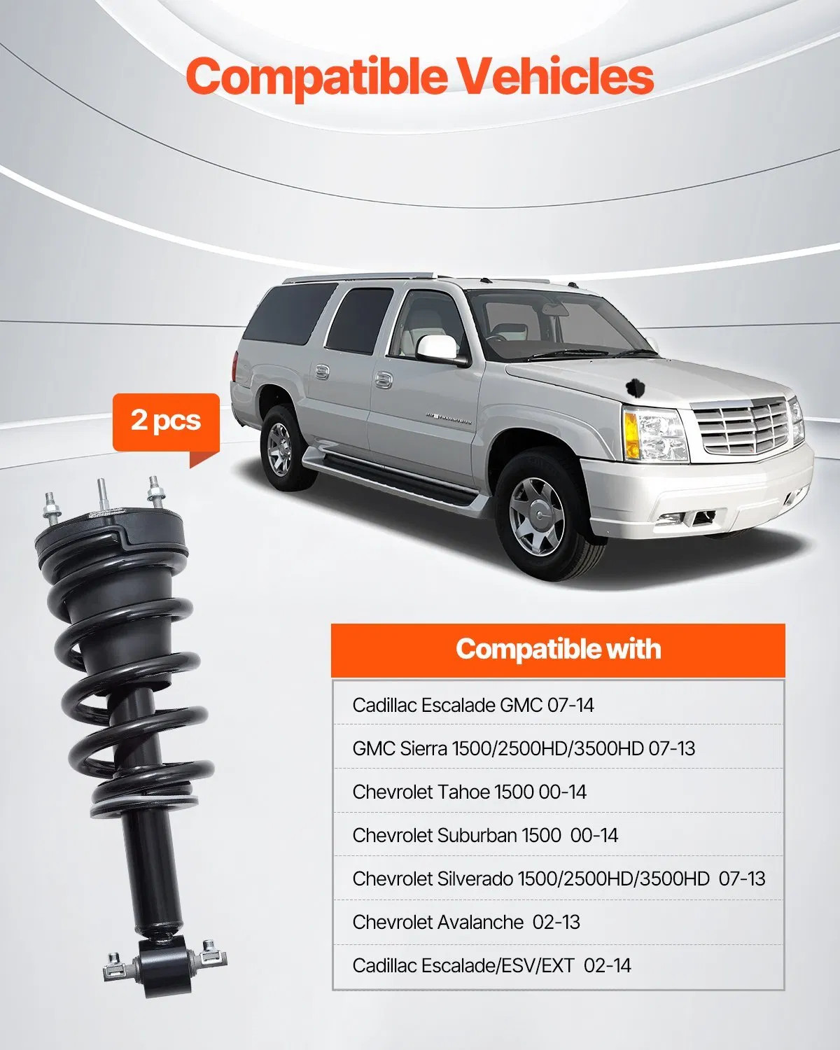 Front Air Shock Absorber Strut, 2 PCS, Compatible with Cadillac Escalade/ESV/EX