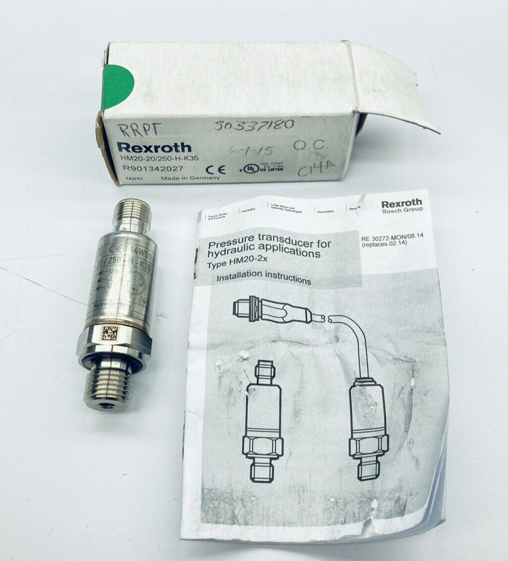 UNUSED REXROTH R901342027 PRESSURE TRANDSDUCER SENSOR 0-250BAR HM20-20/250-H-K35