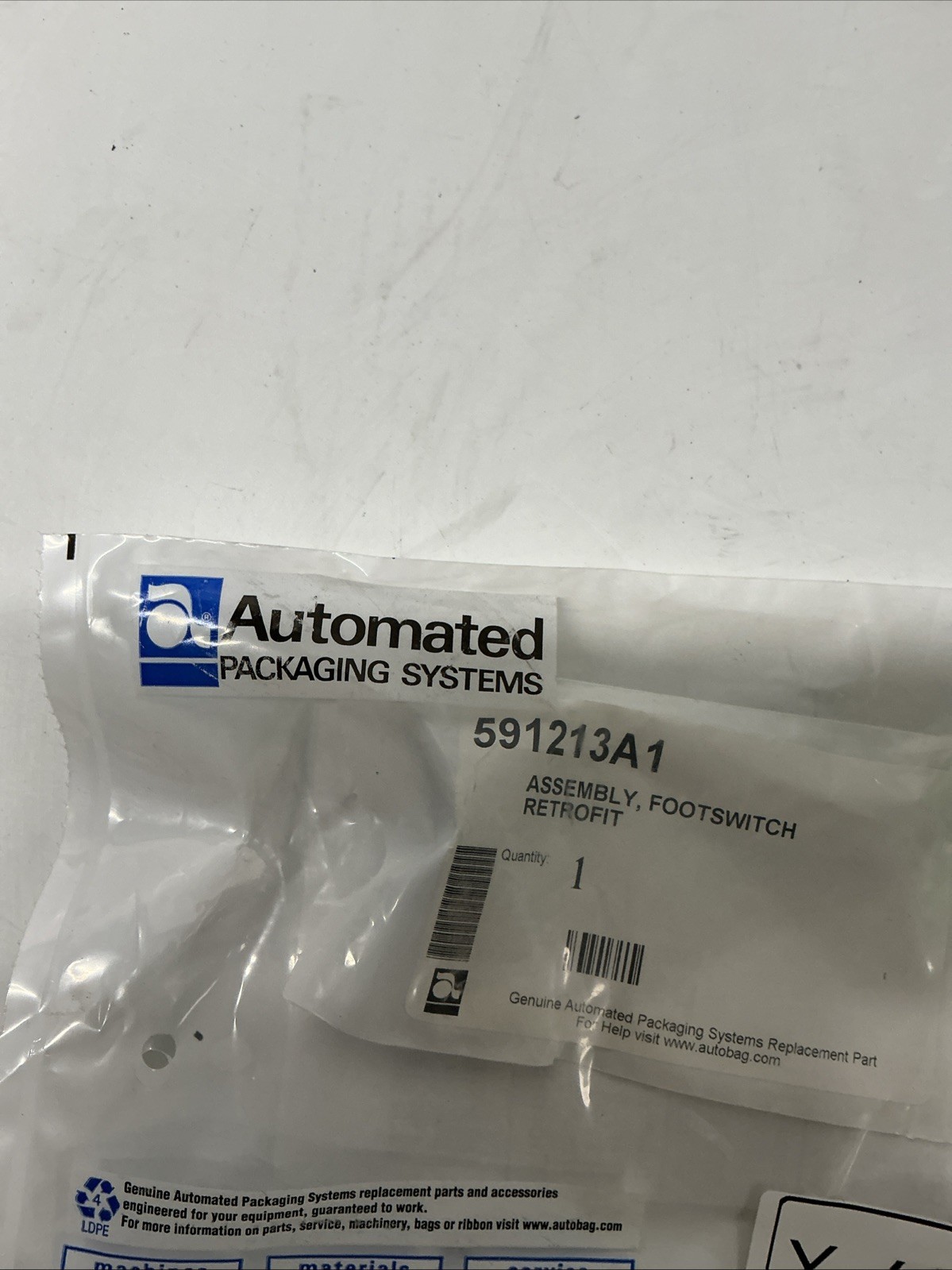 Automated Packaging Systems 591213A1 Footswitch Retrofit Assembly X-495