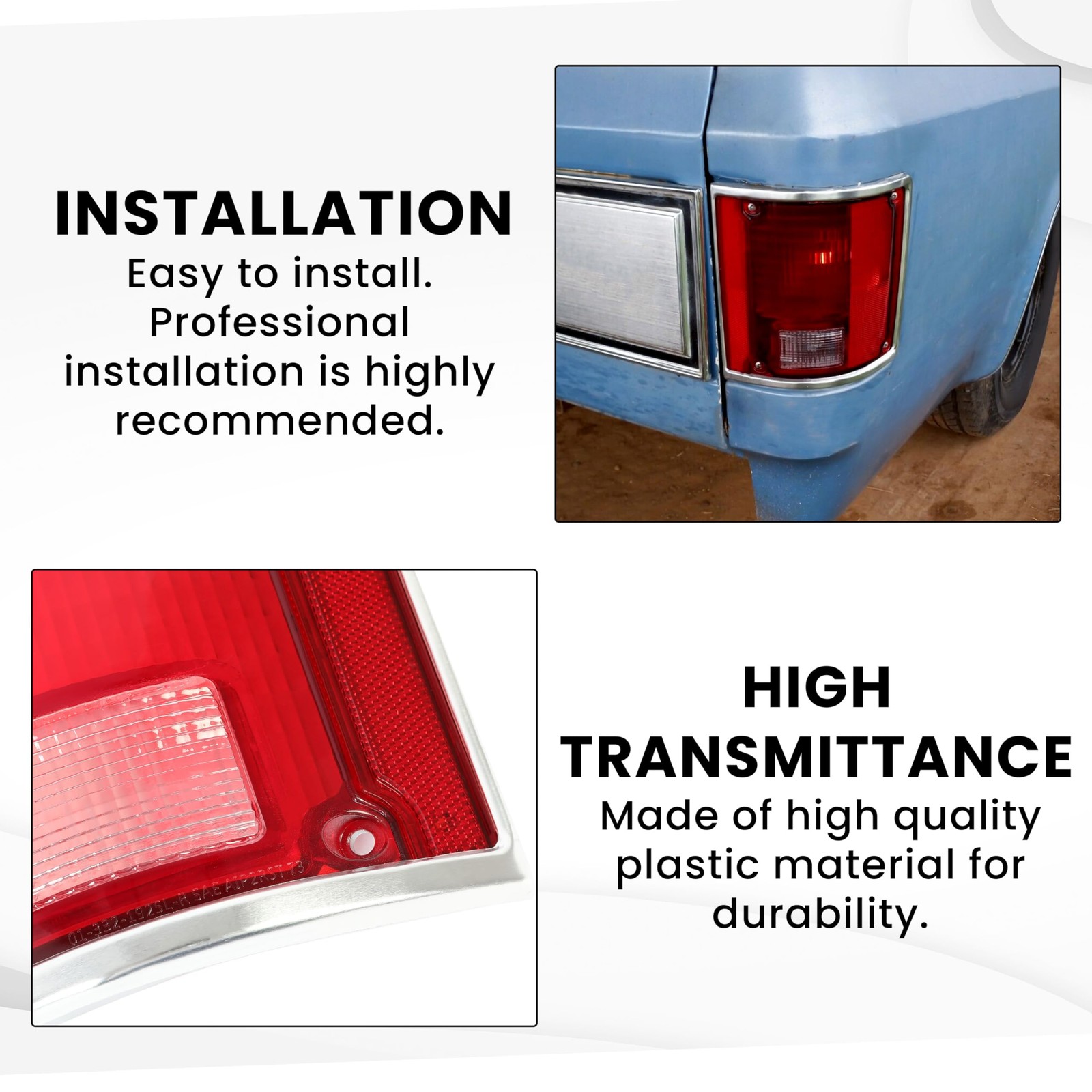 Pair Tail Light Lens Compatible with 1973-1991 Chevrolet Chevy Blazer Suburba…