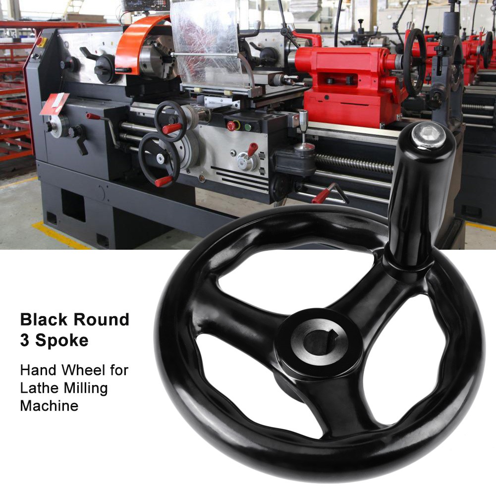 1PC 12*125mm Black Round 3 Spoke Hand Wheel For Lathe Milling Machine DSO